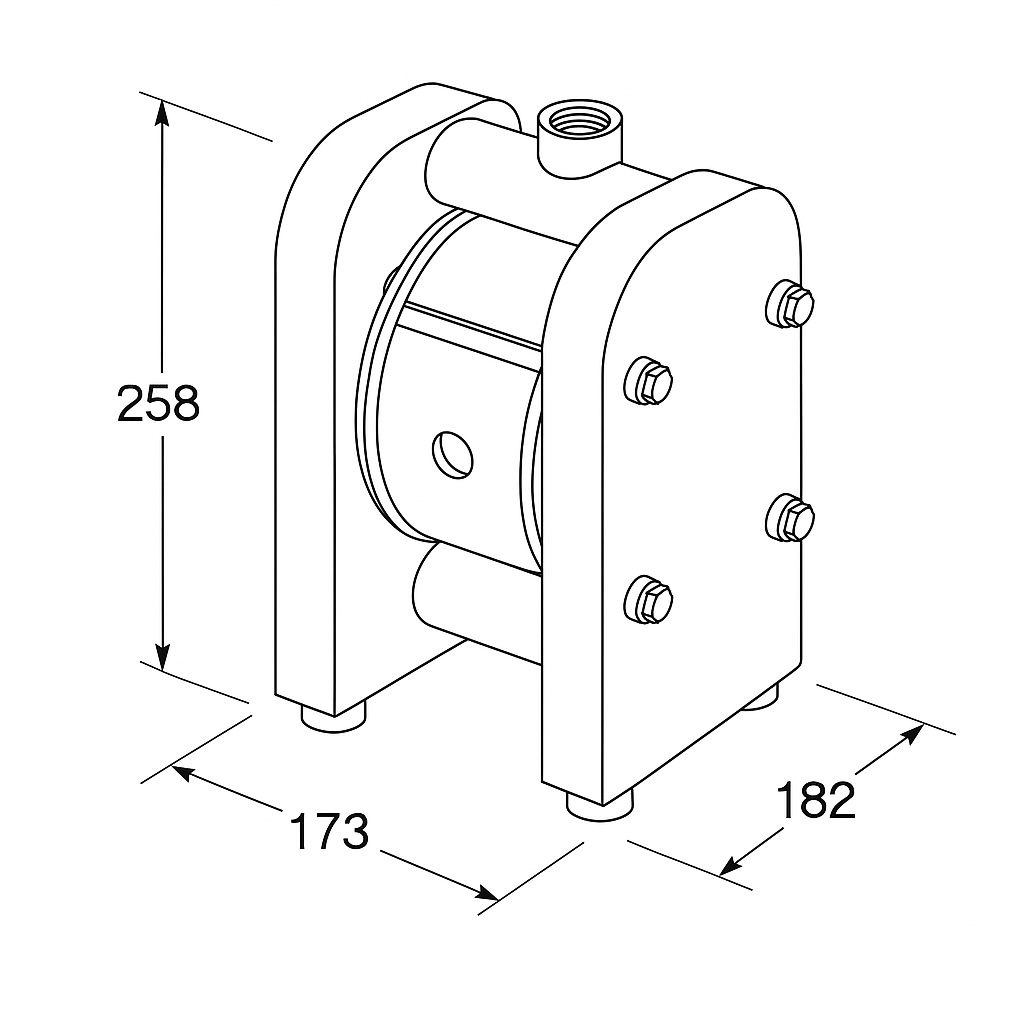 نمای فنی و ابعادی پمپ TAPFLO TR20PTT-7SV