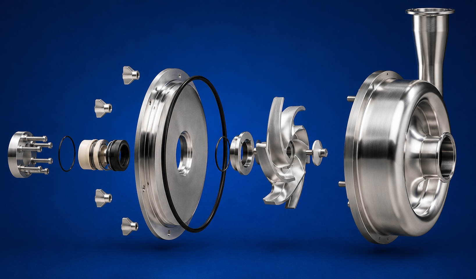 Alfa Laval LKH-40/235 exploded view showing impeller seal and pump components
