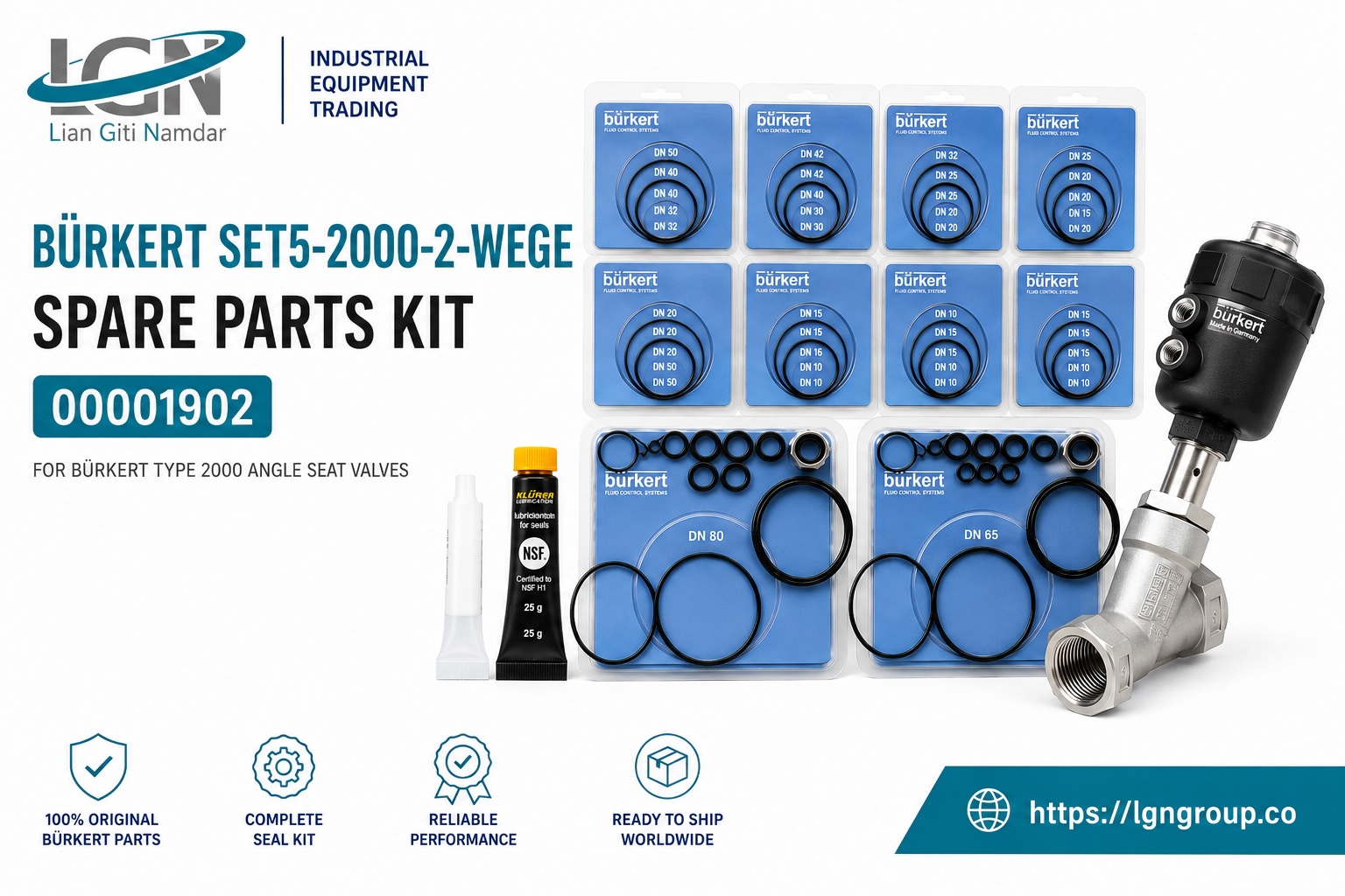 Burkert 00001902 spare parts kit for Type 2000 angle seat valves