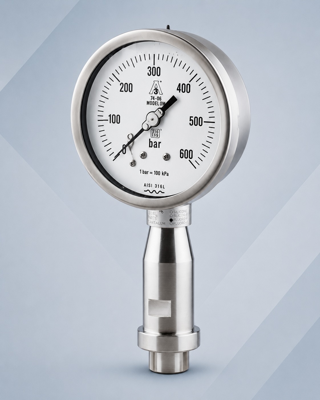 Diaphragm pressure gauge for homogenizer applications