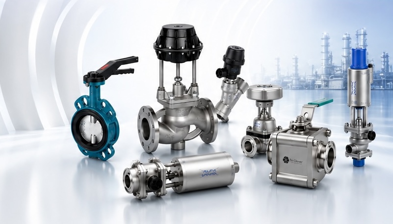 Industrial and hygienic valves for process applications