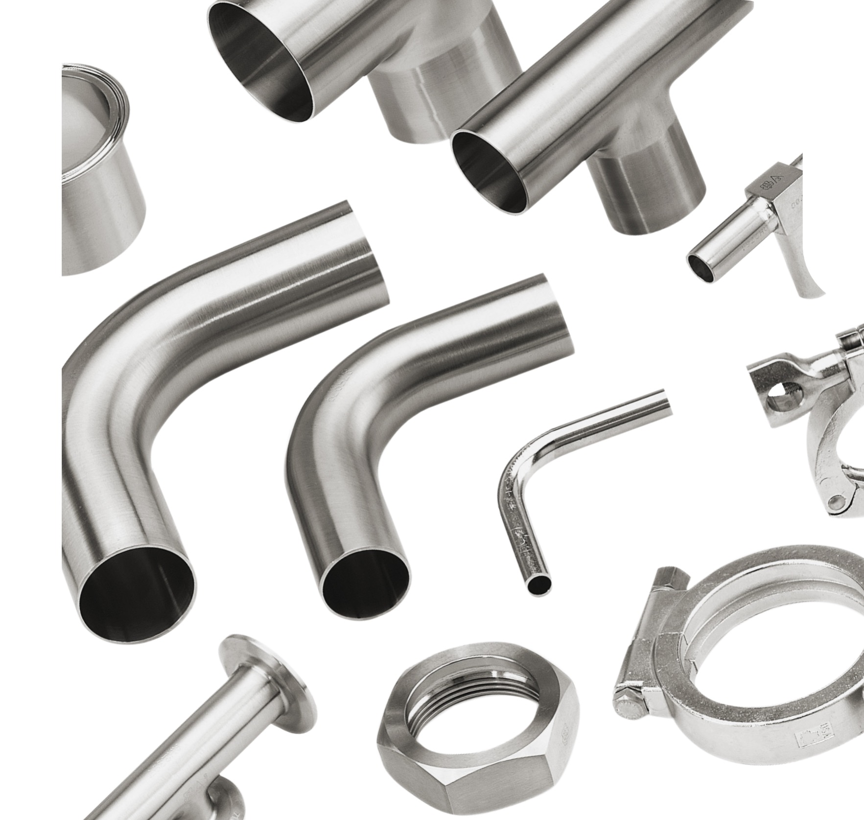 Industrial welded stainless steel process pipes