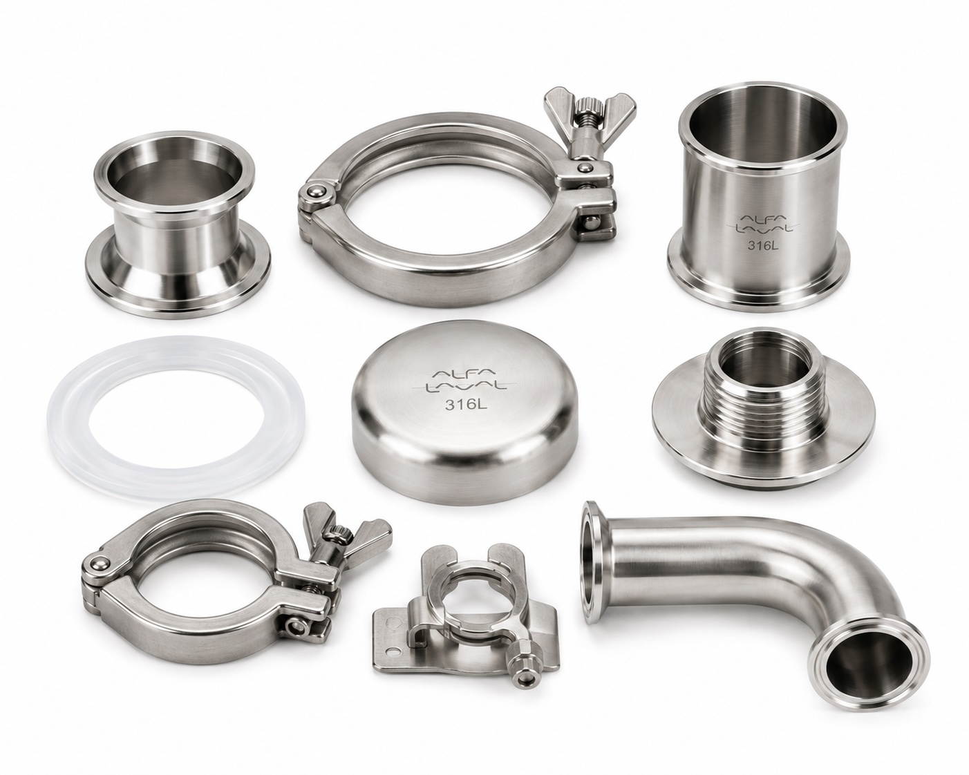 Stainless steel sanitary piping fittings clamps ferrules and accessories