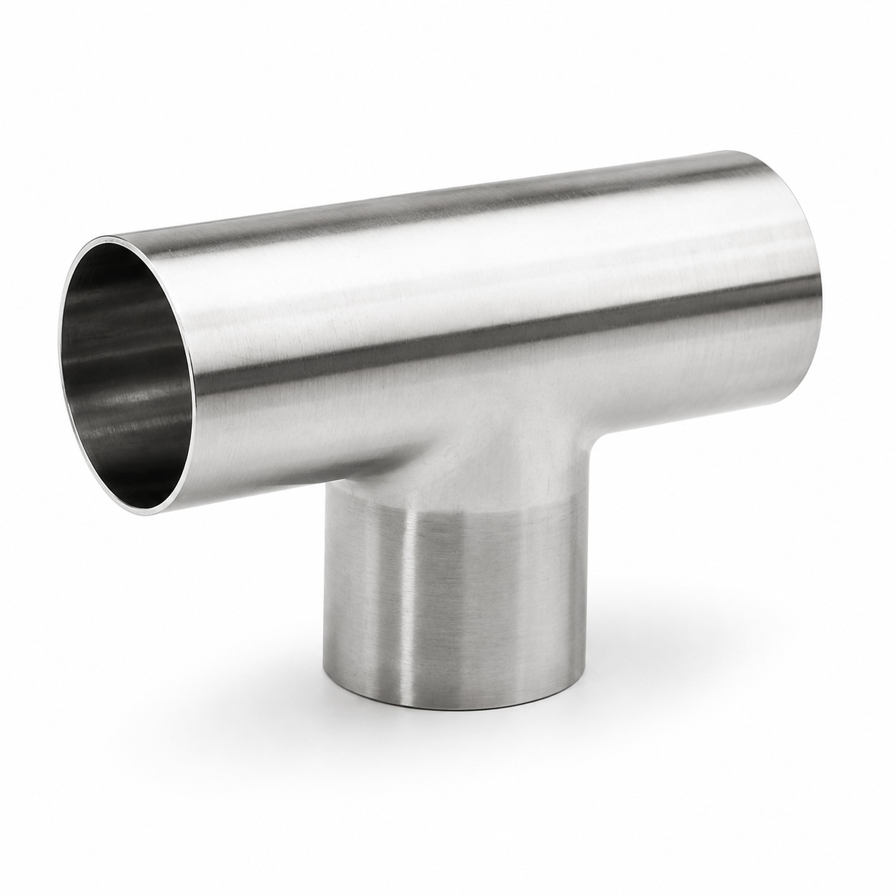 Sanitary stainless steel tee fitting for hygienic process piping