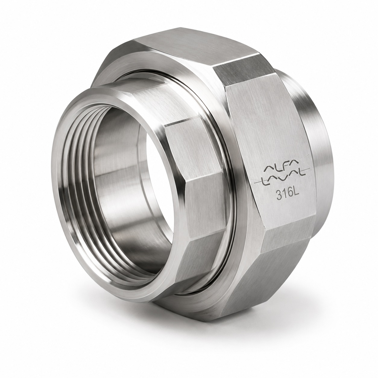 Stainless steel hygienic union nut and process connection
